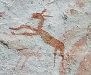 San Bushman Rock Art - Buck Fright Expression
